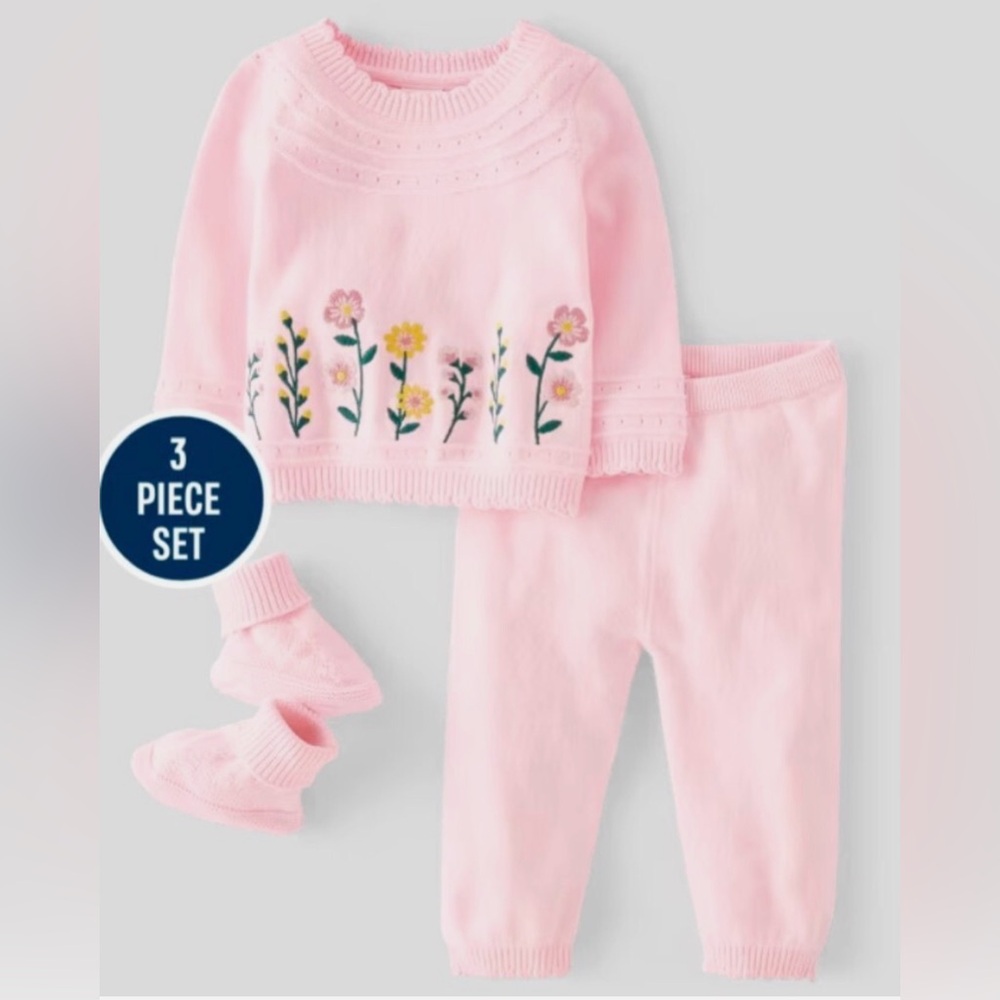 Gymboree Pink Floral Knit 3-Piece Set